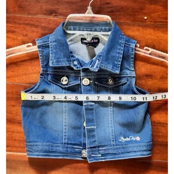 Limited Too Girls Denim Vest Size 3T – Sleeveless Jean Vest, Medium Wash - Picture 5 of 13